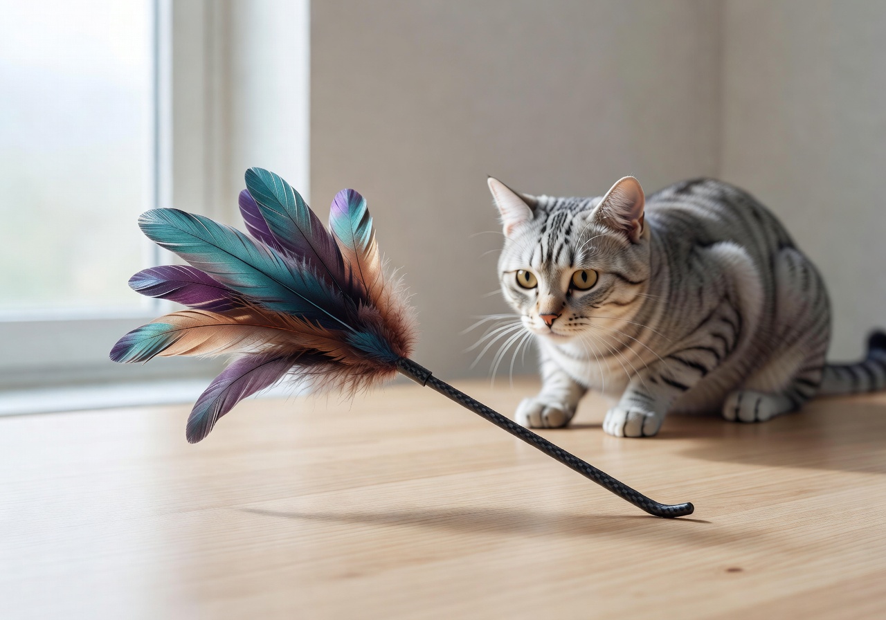 Monopulsefild Flutter Feather Mini - compact feather wand toy for cats
